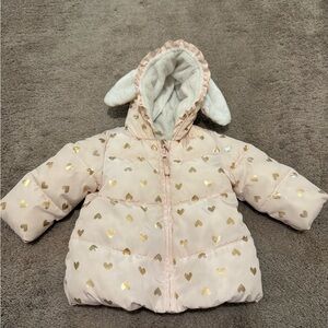 Charming Kids Puffer Jacket with Gold Hearts